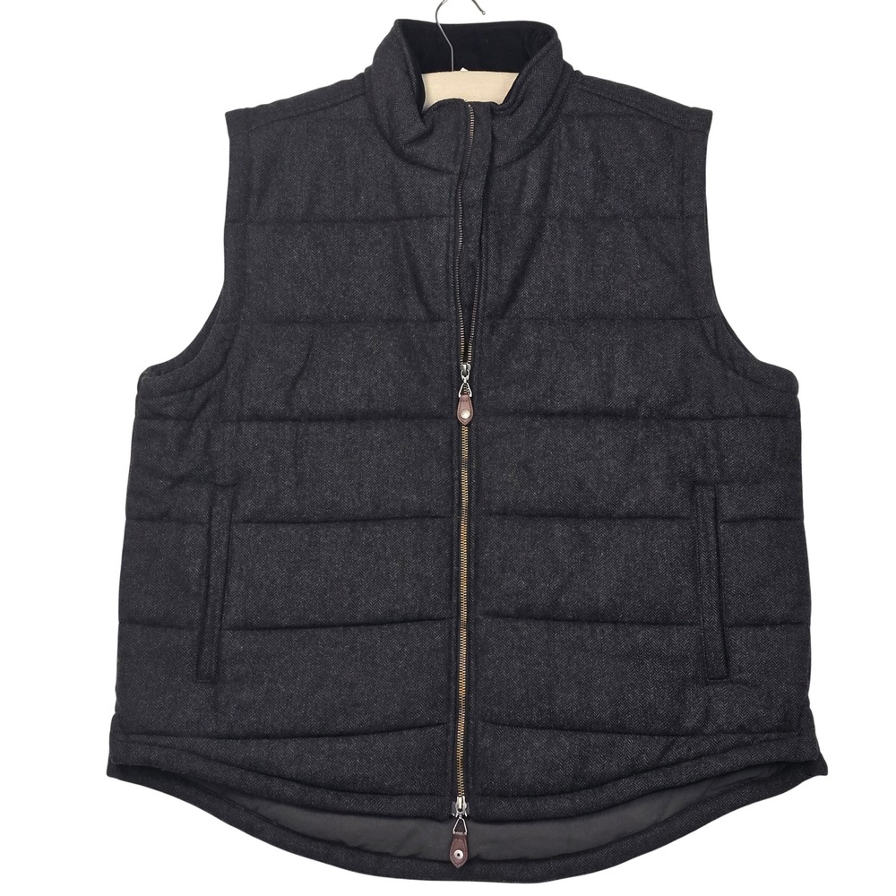 Mountain Khakis Men XL Charcoal Grey Herringbone Puffer Vest Quilted Full Zip